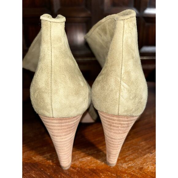 Etienne Aigner Simone Academia Preppy Scandi PeepToe Leather Booties Ankle Boots - Picture 2 of 7